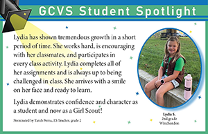 September 2023 GCVS Student Spotlight on Lydia S.